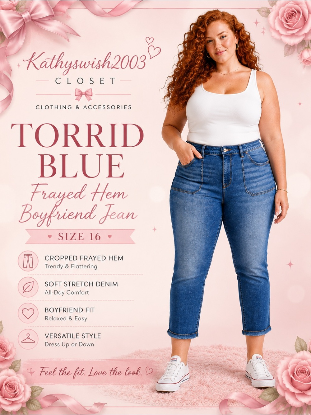 Torrid Blue Frayed Hem Boyfriend Jean Size 16